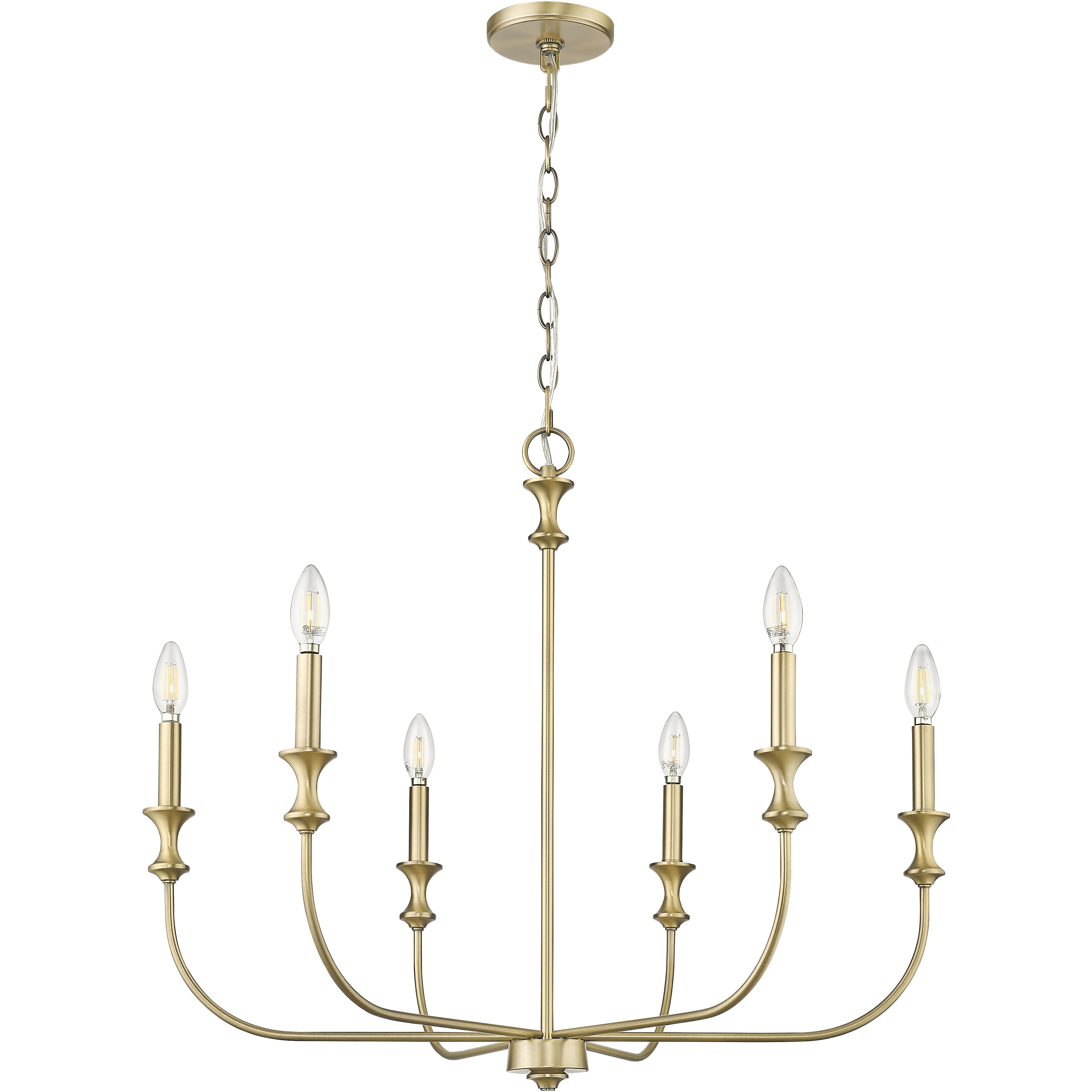 Savanne 6 Light 28.25 inch Vintage Brass Chandelier Ceiling Light